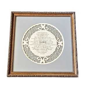 Framed 1 Corinthians 13 Love Chapter Laser Art  Design by Cindy Jacobs Ltd 1988